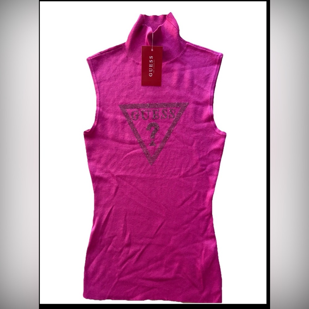 NWT GUESS Ebony Sweater Tank Women’s Size S Color Pink new - Picture 4 of 7